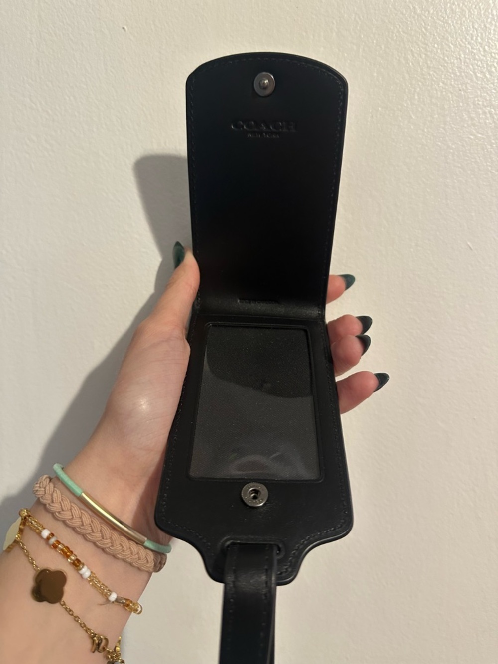 Coach Black Signature Leather Luggage Tag - Picture 2 of 4